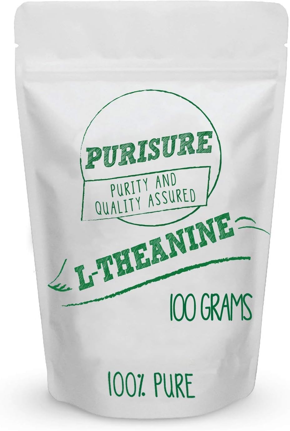100g Purisure L-Theanine Powder for Relaxation & Focus - Pure Supplement for Cognitive Function - 1000 Servings - Non-GMO & Filler-Free