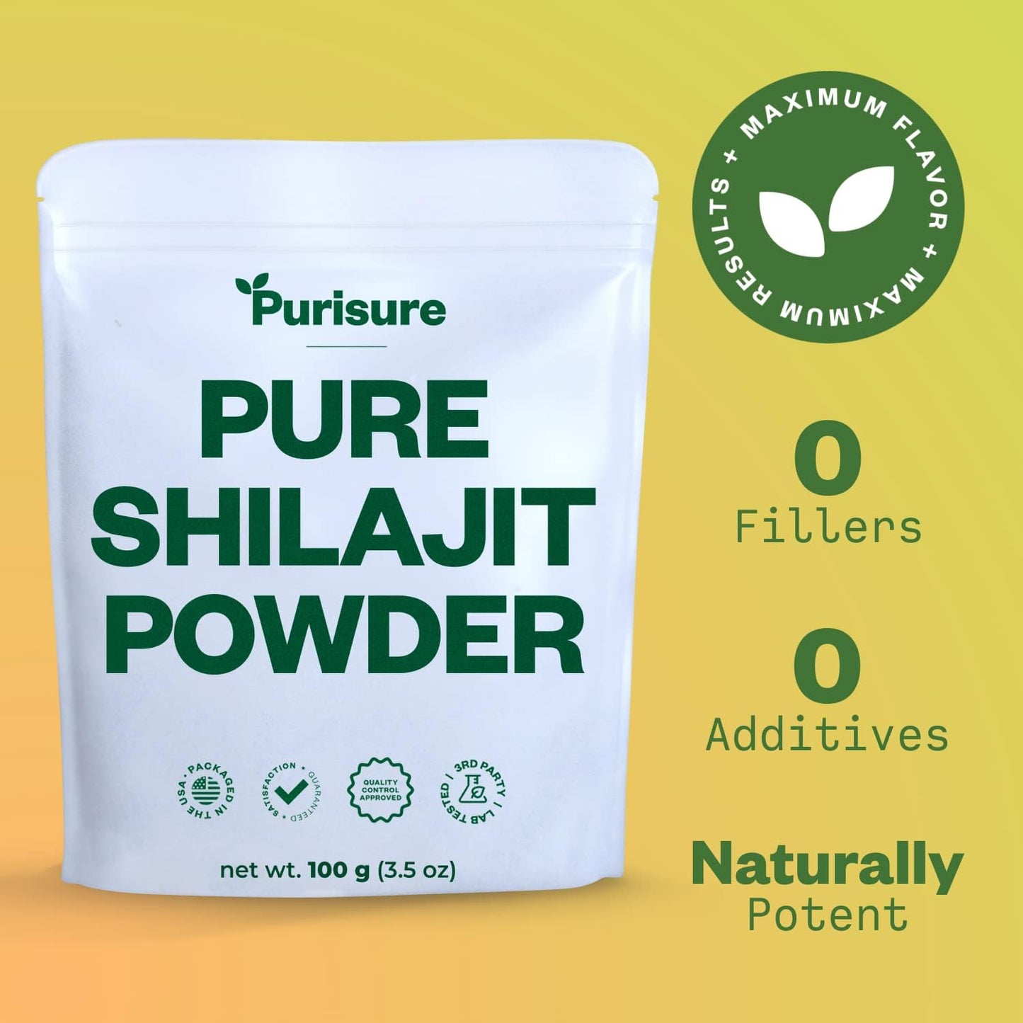100g Purisure Shilajit Supplement Powder: Pure Himalayan Mineral with Fulvic Acid, 12:1 Ratio, Energy Boost - 400 Servings