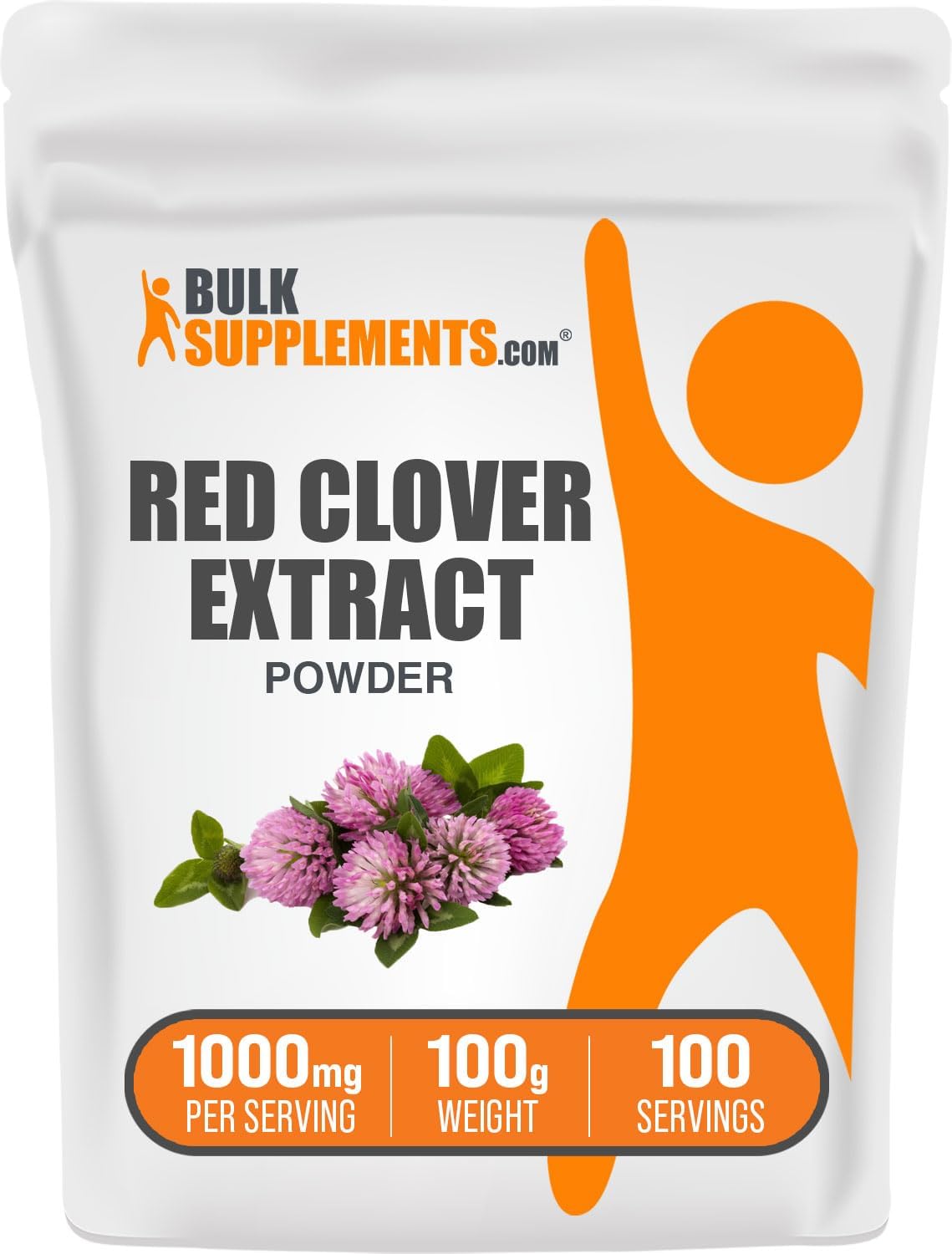 100g Red Clover Extract Powder - Antioxidants Supplement for Hair and Bones - Red Clover Leaf & Blossom Extract - BulkSupplements.com