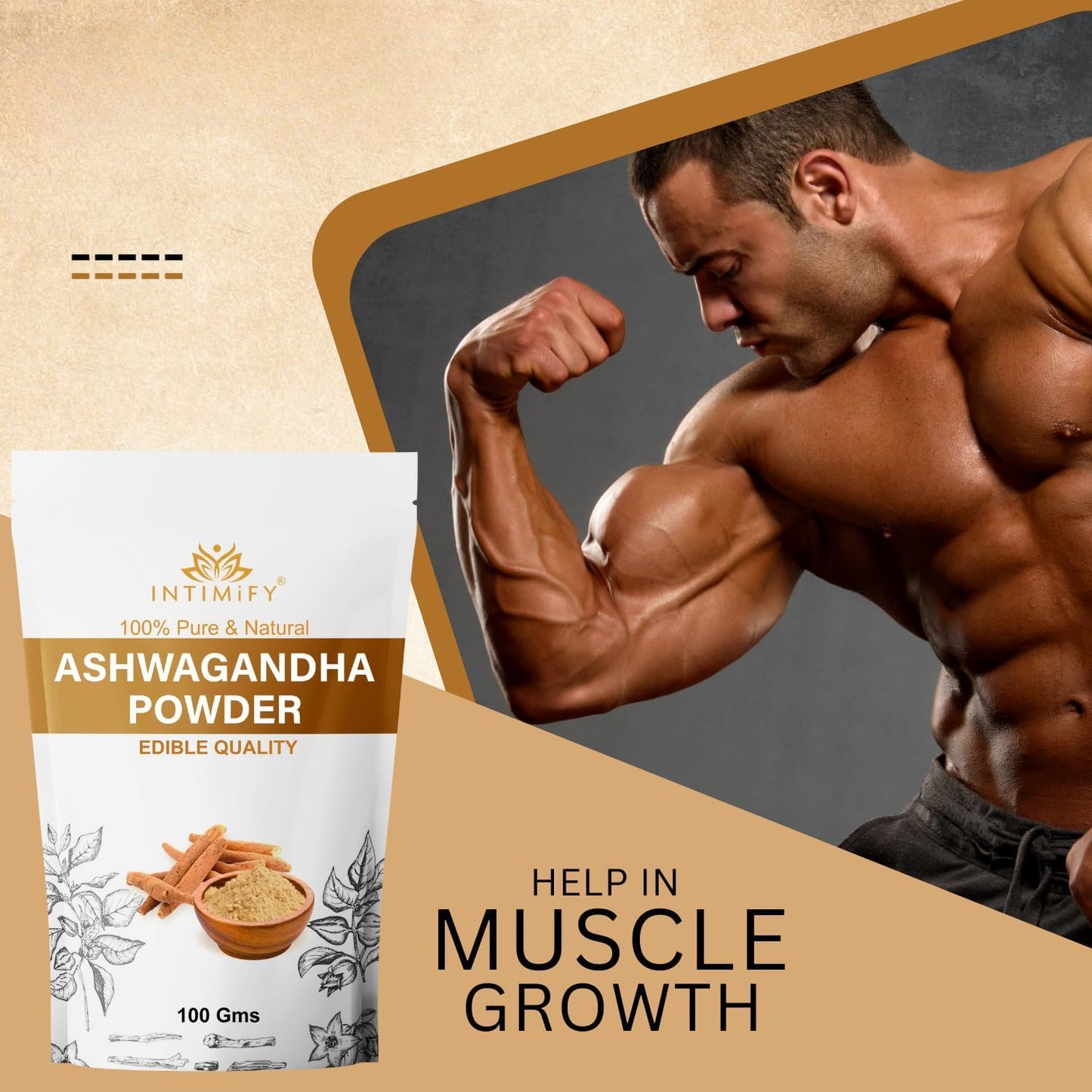 100gm Pure Ashwagandha Powder for Face Pack, Weight Gain, Height Support | Natural & Organic | Men and Women