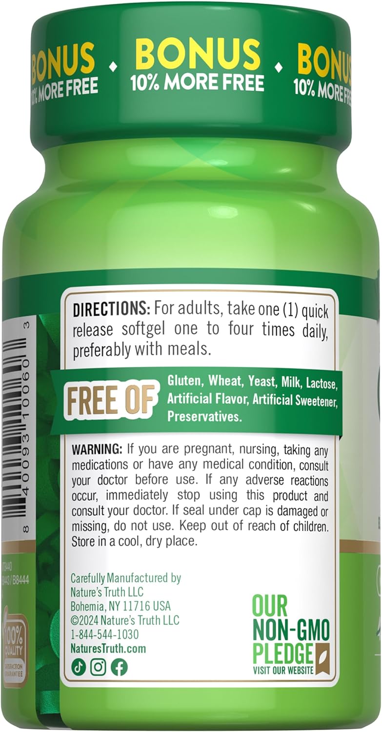 100mg CoQ10 Softgels with Black Pepper Extract | 50 Count | Non-GMO & Gluten Free Formula by Nature's Truth