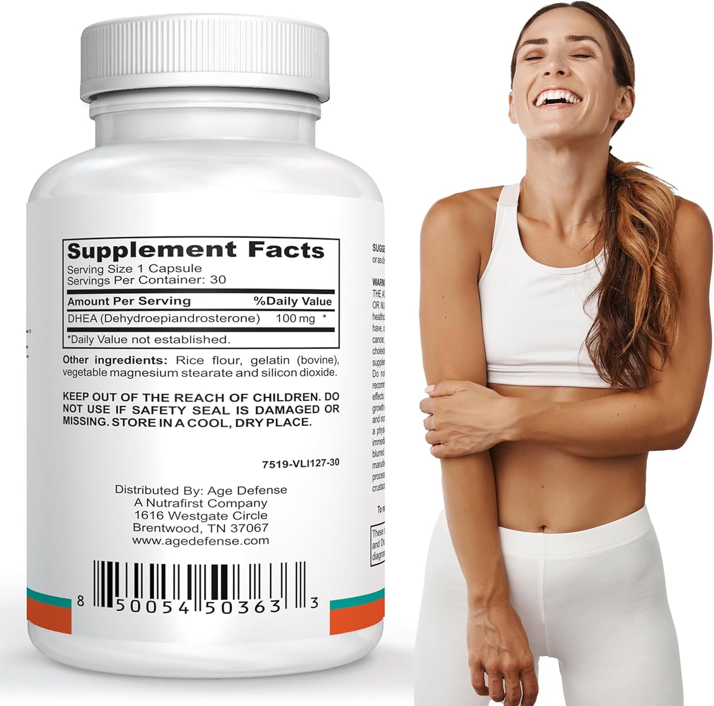 100mg DHEA Capsules - Natural Energy & Immune Support Supplement - Vitality & Skin Elasticity Boost - 30 Capsules for Men & Women