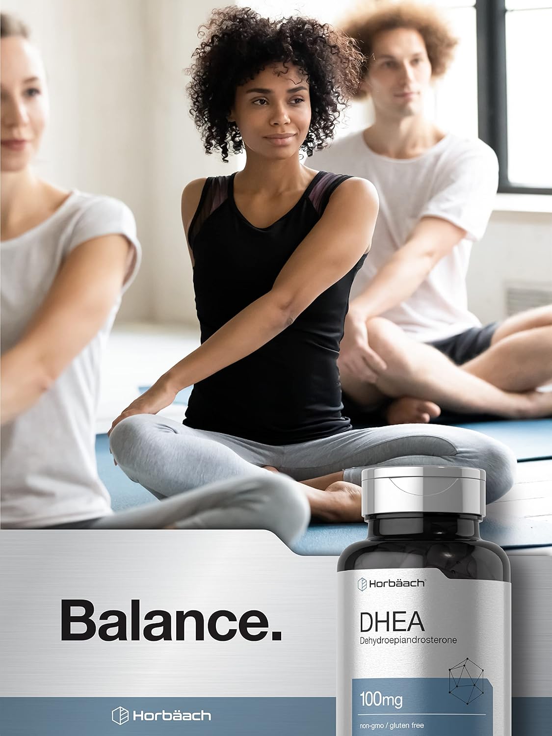 100mg DHEA Supplement for Men and Women - 200 Capsules, Non-GMO & Gluten Free by Horbäach