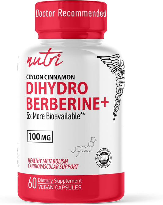100mg Dihydroberberine Supplement with Ceylon Cinnamon - 60 Capsules - 5X More Effective Than Berberine HCL - Nature's Fusions