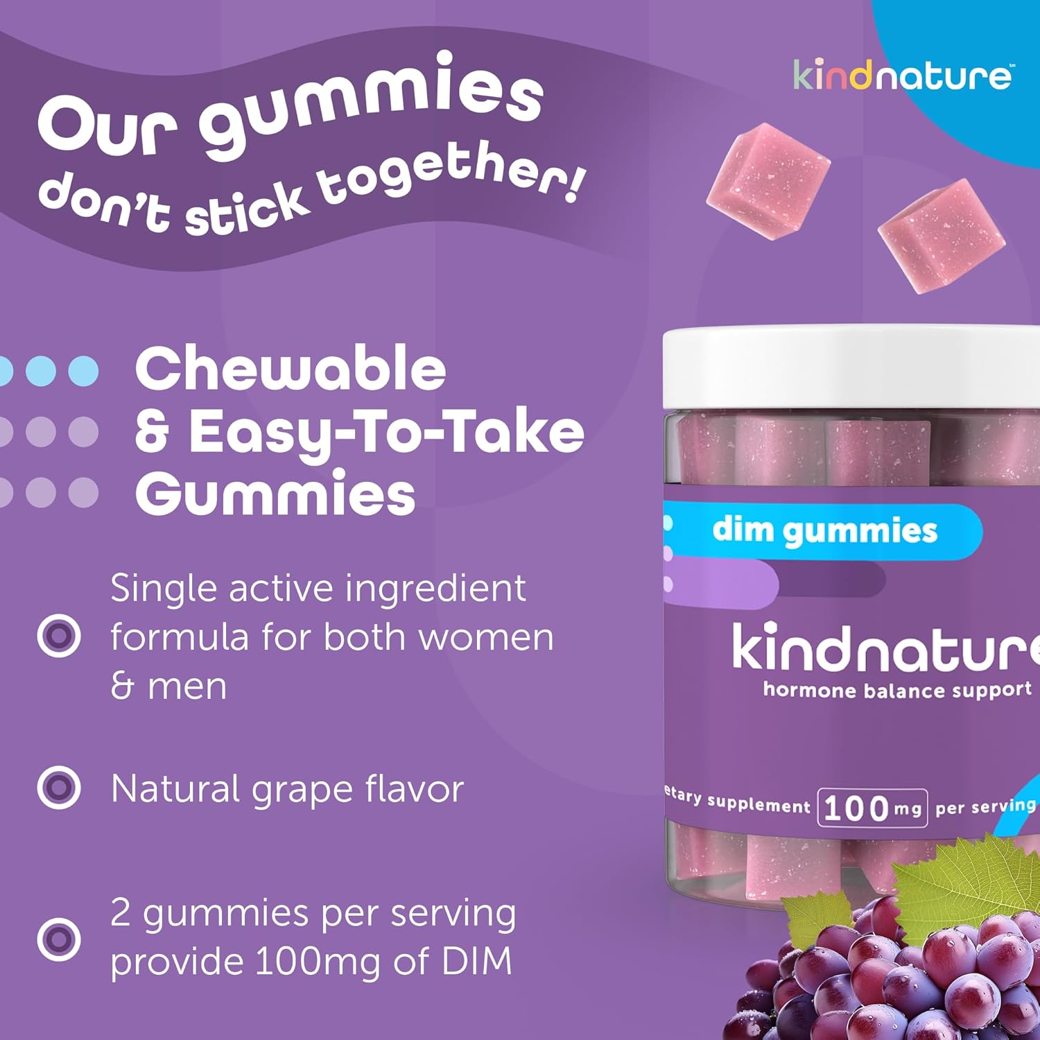 100mg DIM Gummies by Kind Nature - Natural DIM Supplement for Hormone Balance