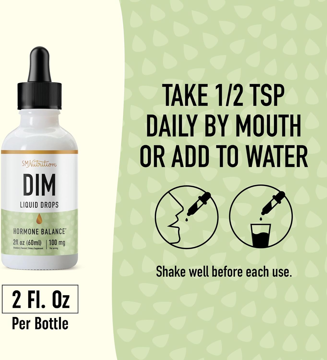 100mg DIM Liquid Drops Supplement for Hormone Balance in Women & Men - Menopause & PMS Support, Antioxidant - Vegan, Non-GMO, Third-Party Tested