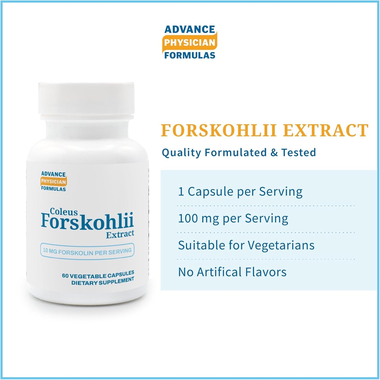 100mg Forskolin (Coleus Forskohlii) Extract - 60 Vegetable Capsules by Advance Physician Formulas