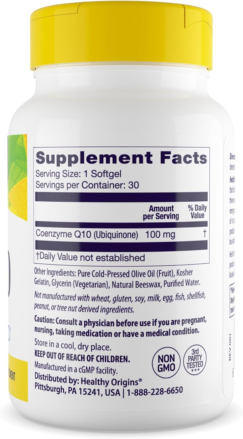 100mg Kaneka Q10 Softgels for Heart Health & Energy - Gluten Free, Non-GMO - 30 Count