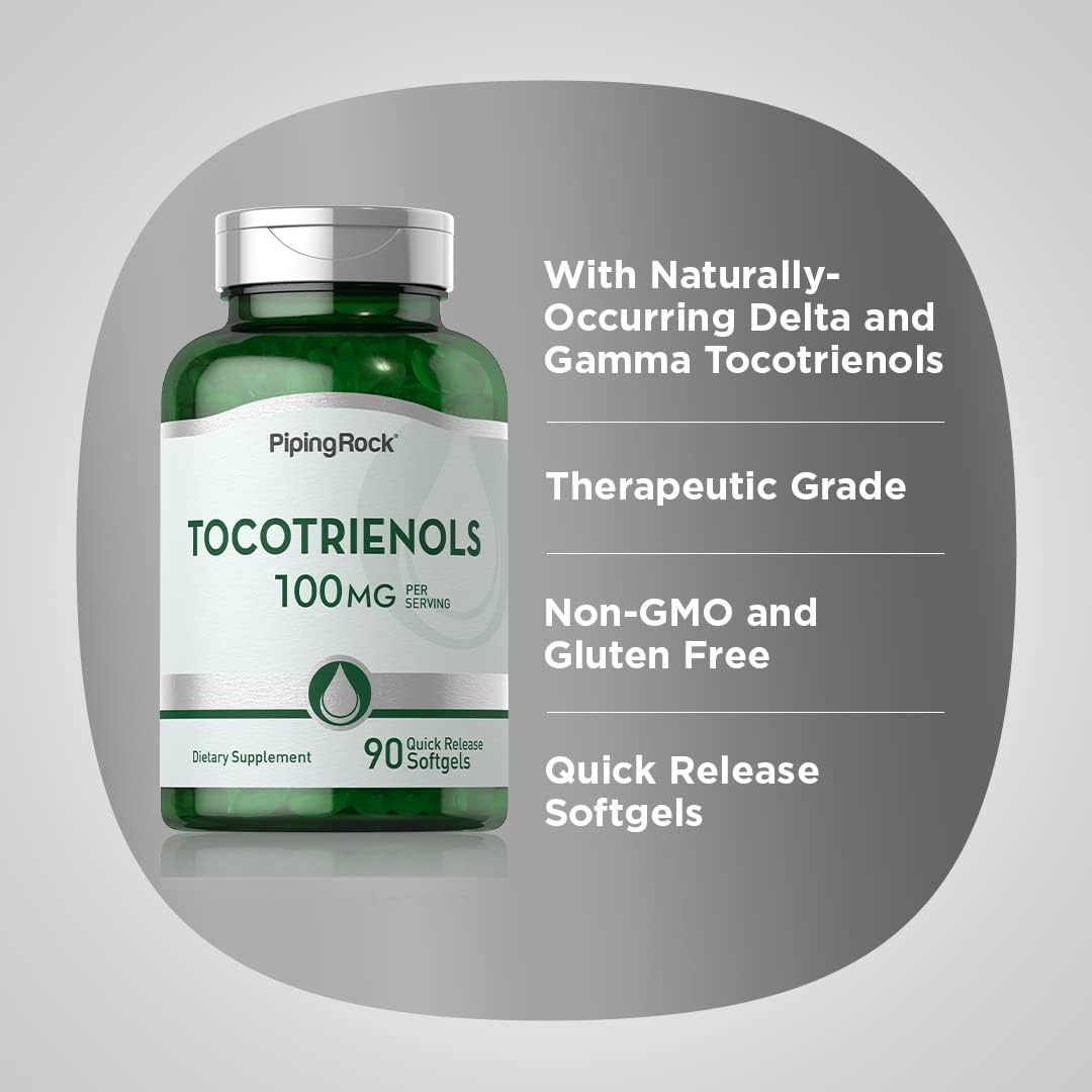 100mg Tocotrienols Supplement by Piping Rock - 90 Softgels, Non-GMO, Gluten Free