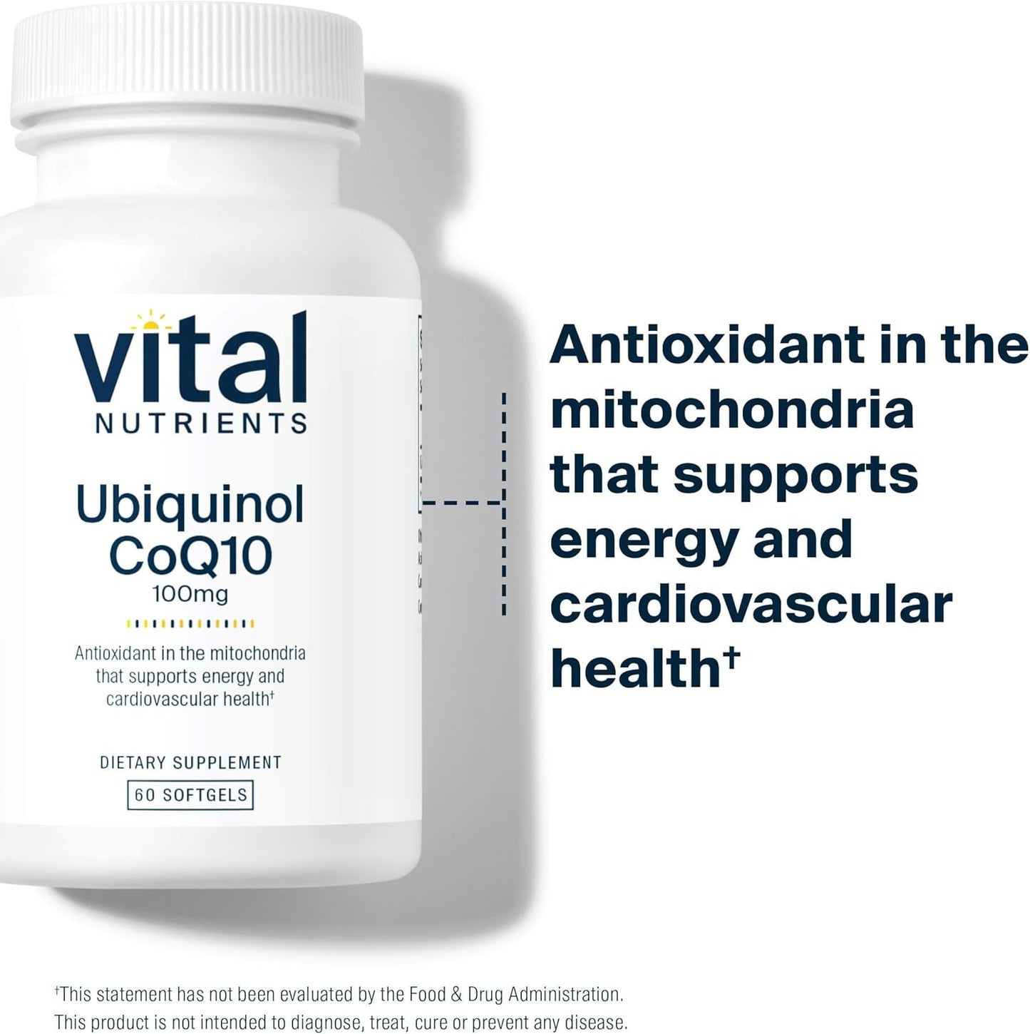 100mg Ubiquinol CoQ10 Softgels for Cardiovascular & Brain Health - Gluten & Dairy Free - 60 Vegetarian Capsules