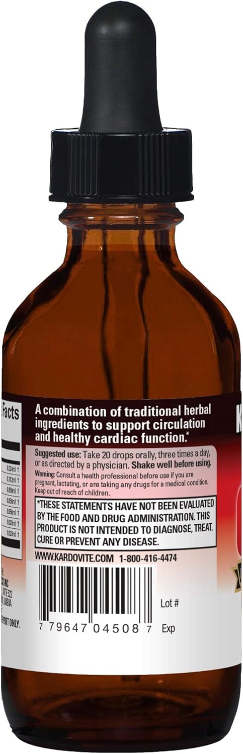 100ml Kardovite Circulation Drops with Hawthorn, Garlic, Cayenne, Milk Thistle, Bilberry, Valerian & Ginkgo Biloba for Heart Health and Circulatory Support