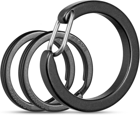 1.06" Titanium Black Spring Snap Hook Key Chain Clip for Keys and DIY Crafts by FEGVE - Round and Durable Carabiner Keychain