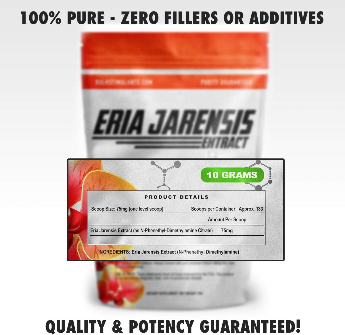 10g ERIA JARENSIS Extract Bulk Powder - 133 Servings - Pea Supplement for Focus and Energy - Nootropic Stimulant - Includes Scoop