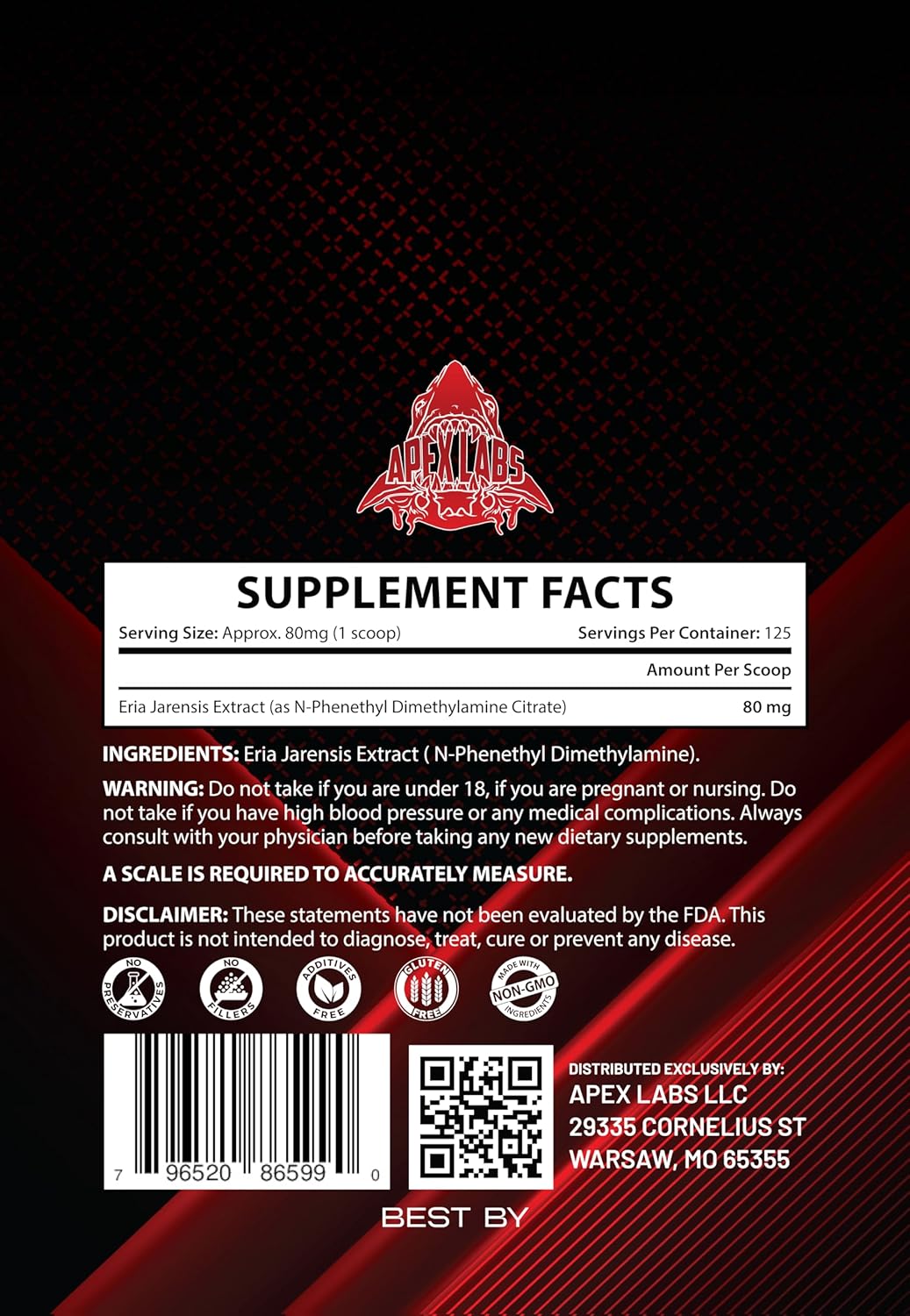 10g ERIA JARENSIS Extract Bulk Powder - 133 Servings - Stimulant & Nootropic Supplement for Focus and Energy - Includes Scoop