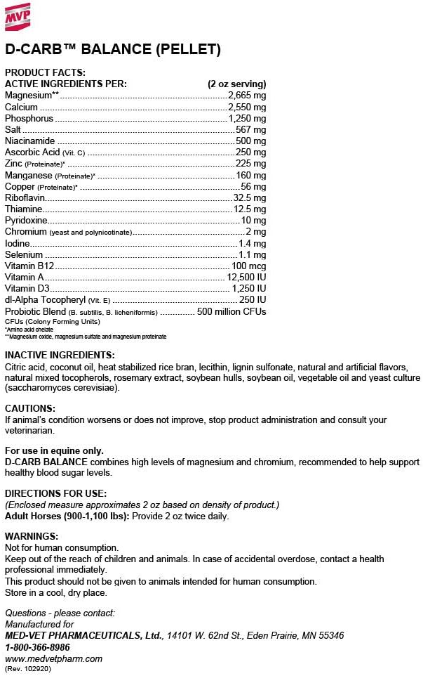 10lb MVP D-Carb Balance Supplement for Glucose Metabolism with Added Vitamins and Probiotics