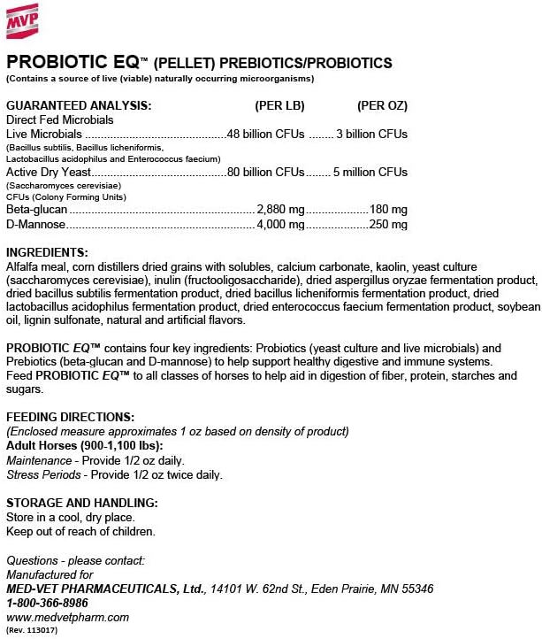 10lb MVP Probiotic EQ Supports Digestive Tract Health & Immune Function in Horses