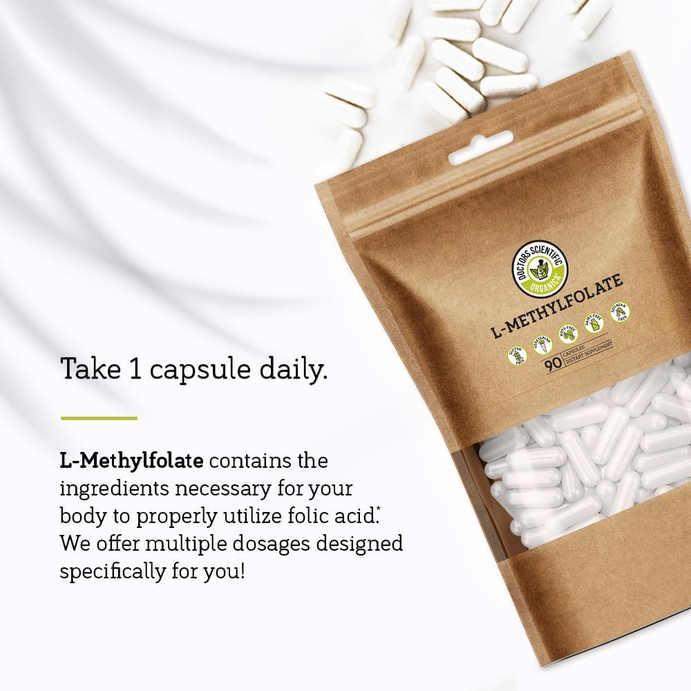 10mg DSO L Methylfolate Supplement - 90 Vegan Capsules - Active Folate for Homocysteine Control - Folic Acid Vitamin - Eco-Friendly Packaging