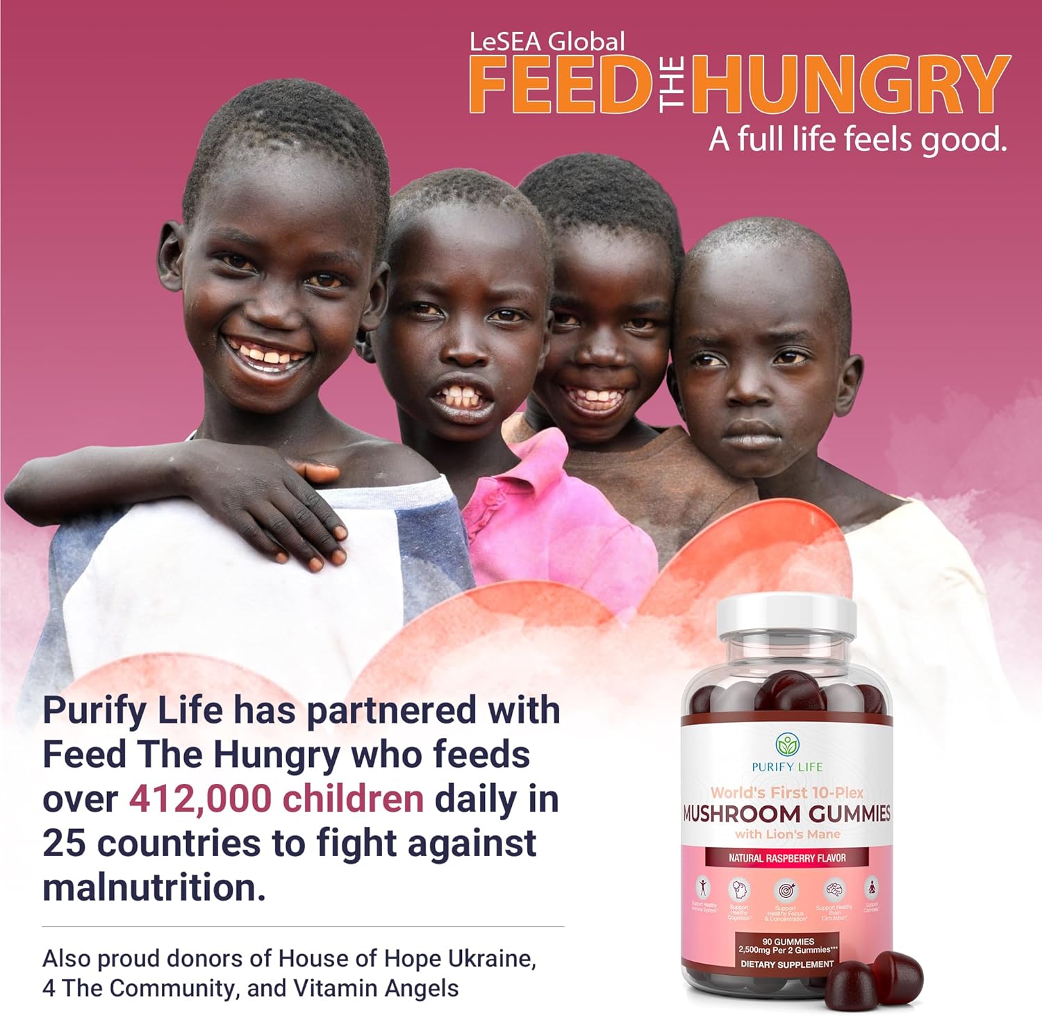 10x Mushroom Complex Gummies with Lions Mane - 90 Chews, 2500mg/serving - Nootropic Brain & Immune Support, Stress Relief - Replace Pills