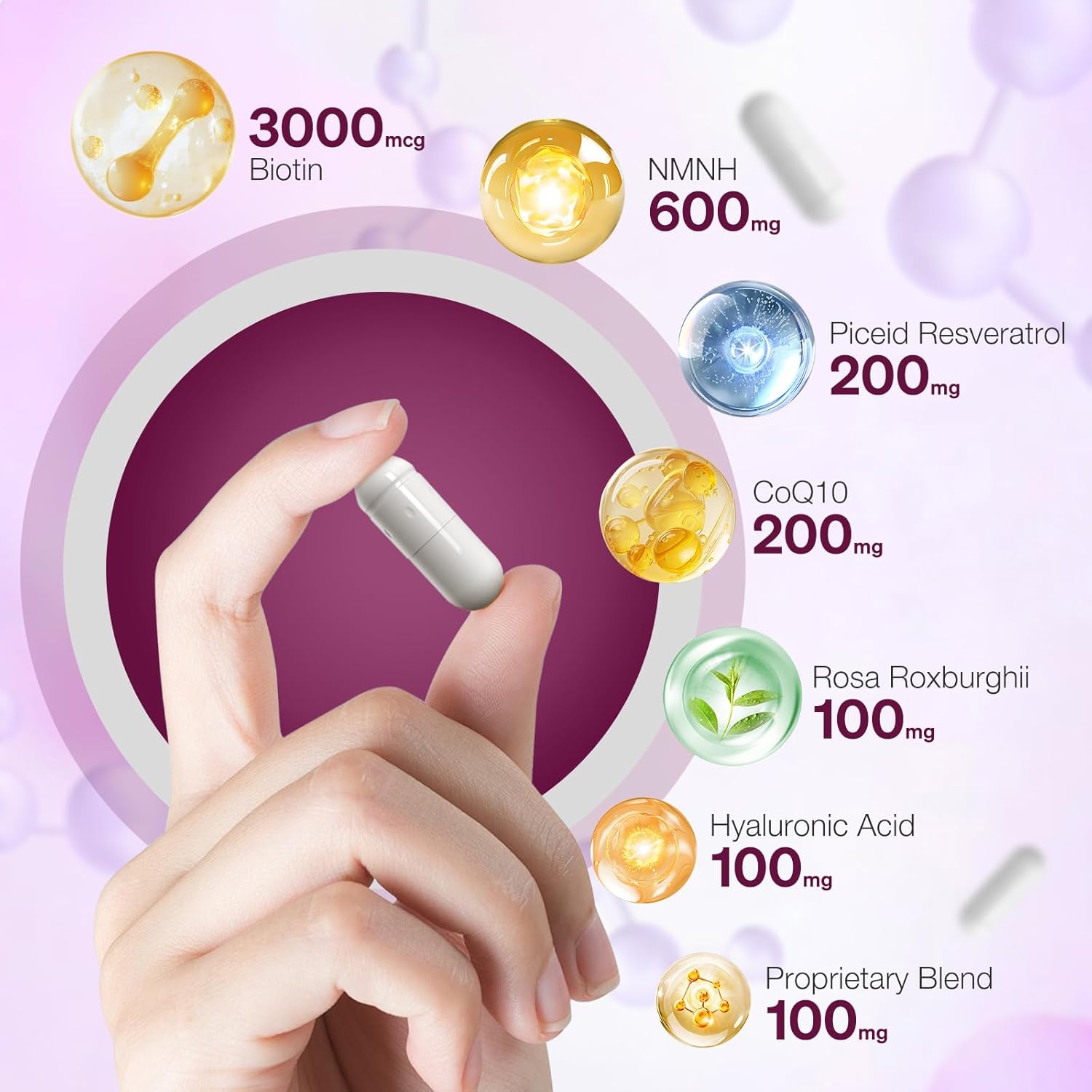 11-in-1 NMNH NAD+ Supplement with Resveratrol & CoQ10, 600mg, Anti-Aging Support, 60 Count - 30 Day Supply