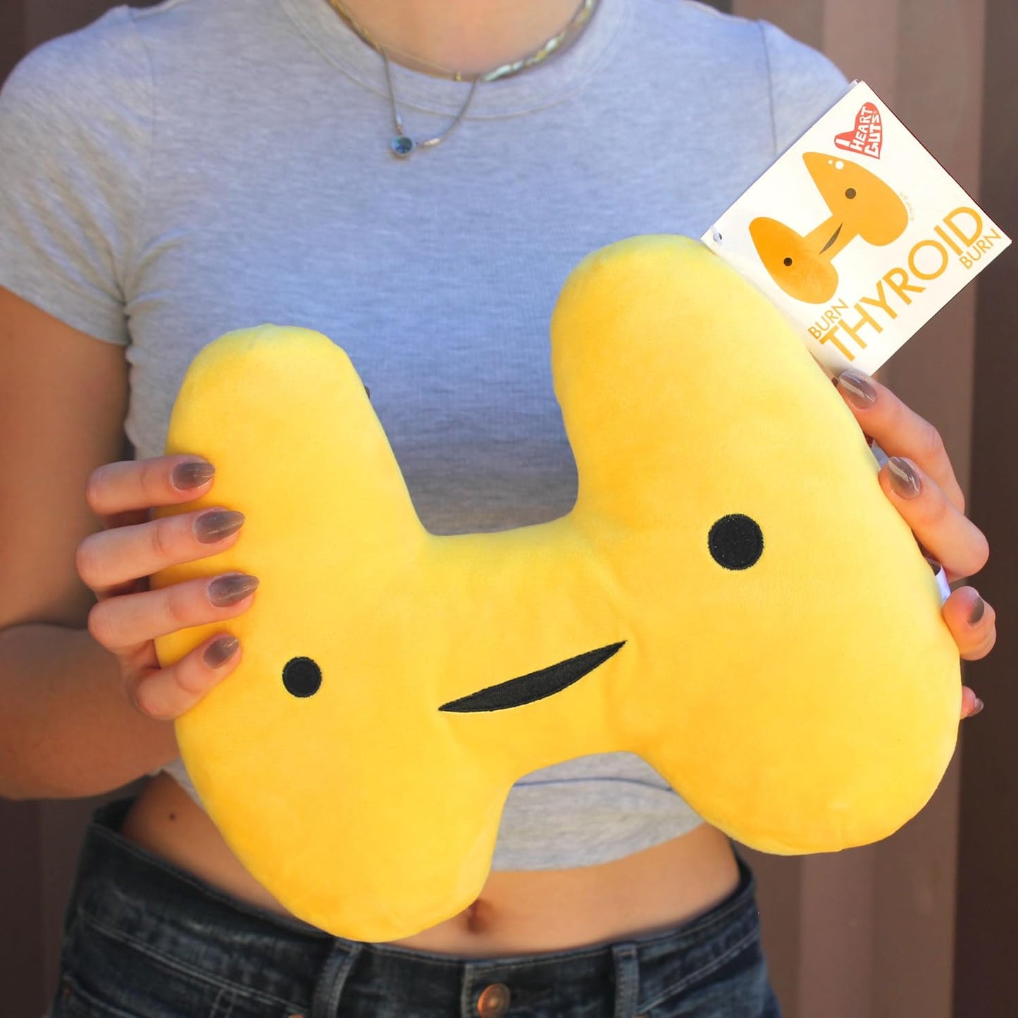 11" Thyroid Plush Toy - Thyroid Surgery Recovery Gift - Hypothyroid Support Pillow - I Heart Guts Thyroid Plush