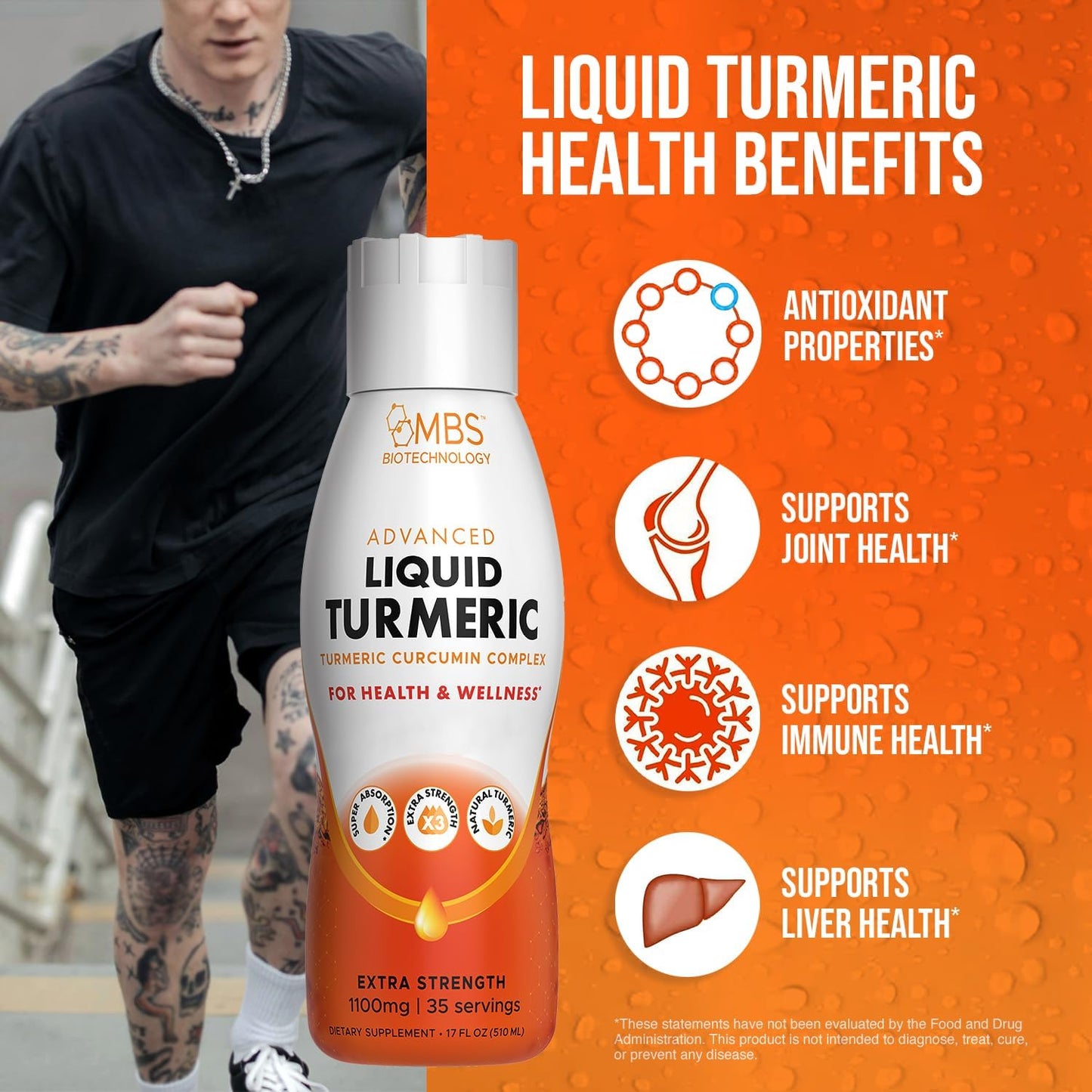 1100mg Turmeric Curcumin with Bioperine for Joint Support - Enhanced Absorption with Vitamins C, D3, E, and B2 - 35 Servings
