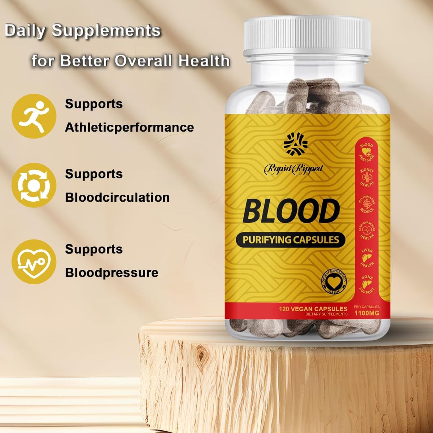 1100mg Vegan Blood Purifying Capsule - Organic & Gluten-Free - Non-GMO Formula (1 Count)