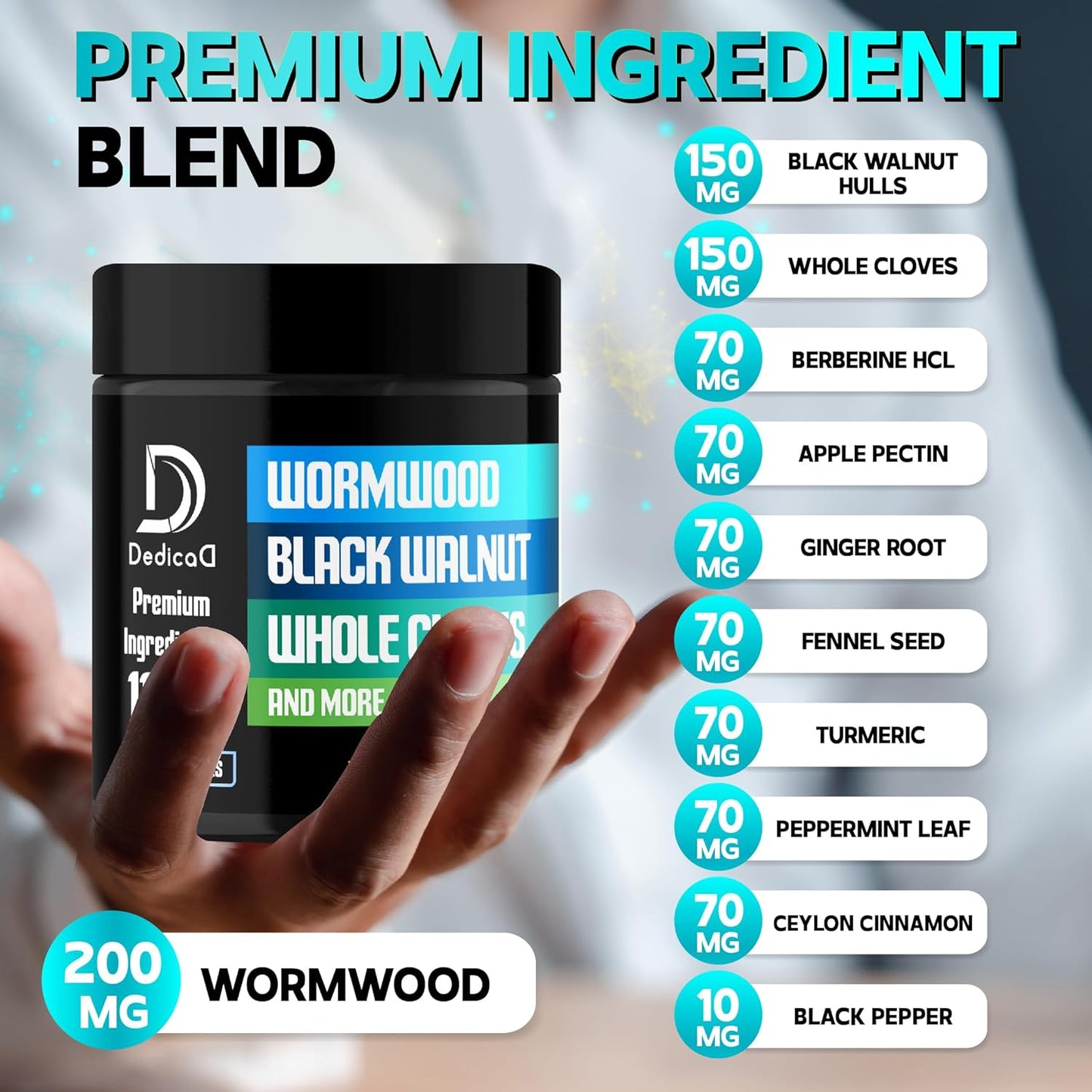11in1 Wormwood Capsules - 180 Capsules for Digestive, Immune, and Joint Health - Black Walnut, Cloves, Ginger Extracts