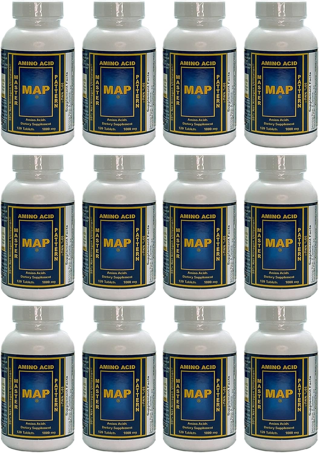 12 Bottles of MAP Master Amino Acid Pattern 120 Tablets 99% Net Nitrogen Utilization