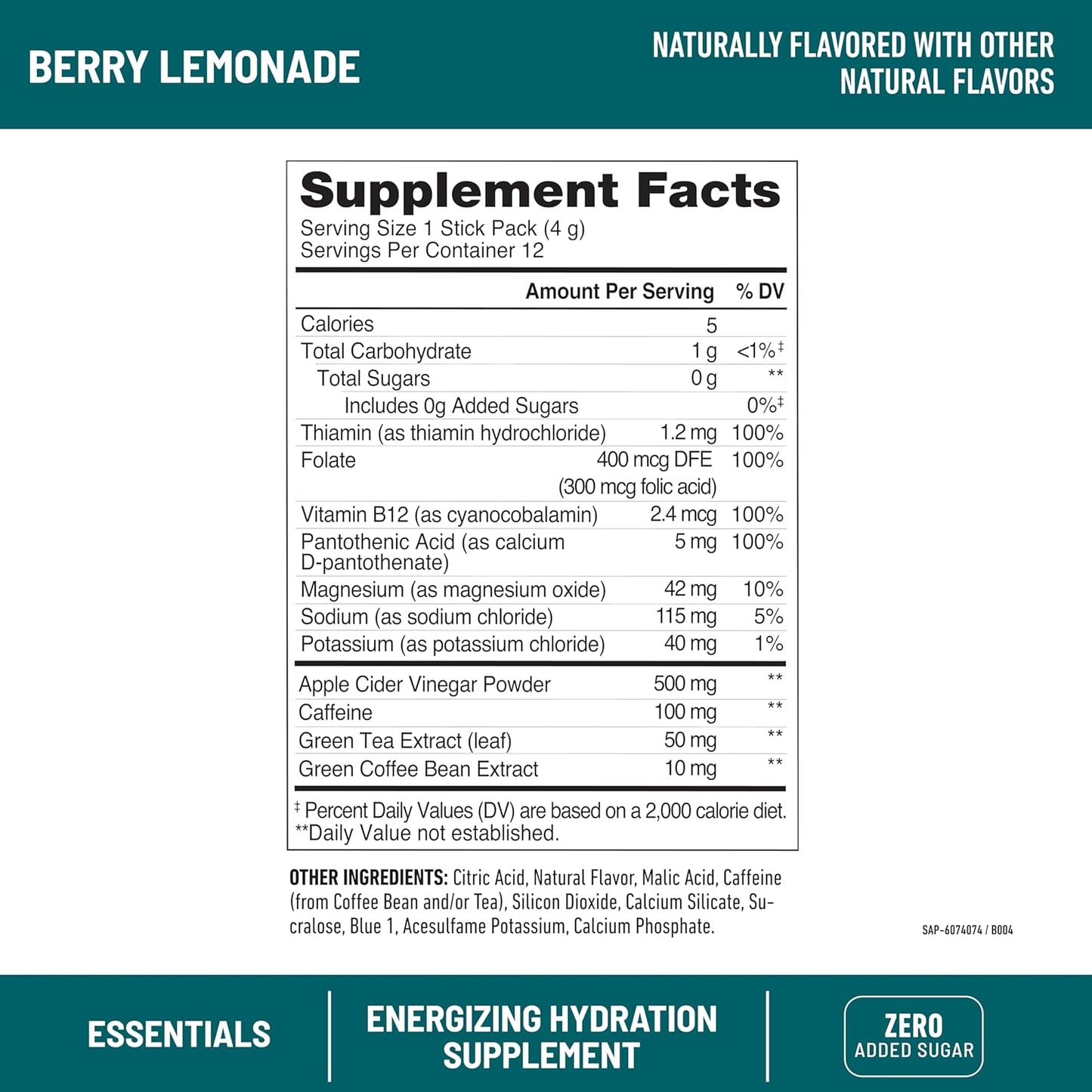 12 Count SlimFast Berry Lemonade Hydration Packets with Intermittent Fasting Electrolytes and Natural Caffeine Powder