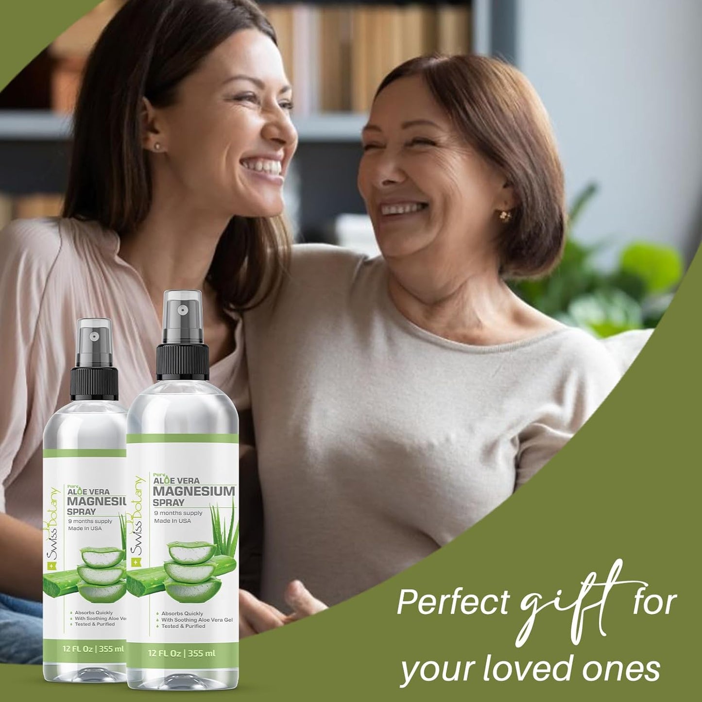 12 Fl Oz Swiss Botany Magnesium Oil Spray with Aloe Vera - Topical Stress Relief Solution for Better Sleep - USP Grade Formula