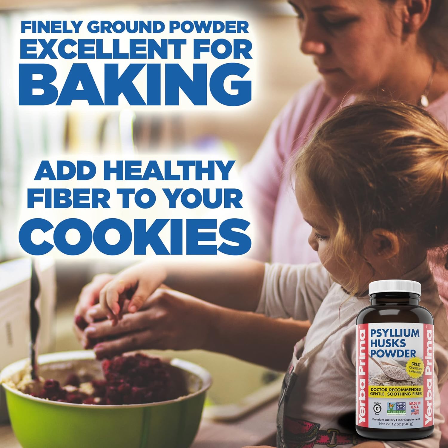 12 oz Yerba Prima Psyllium Husks Fiber Powder for Colon Cleanse and Gut Health - Vegan, Non-GMO, Gluten Free