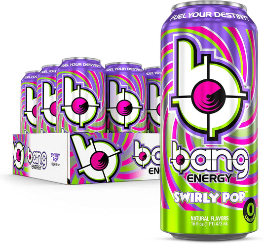 12-Pack Bang Energy Swirly Pop Sugar-Free Energy Drink 16 oz