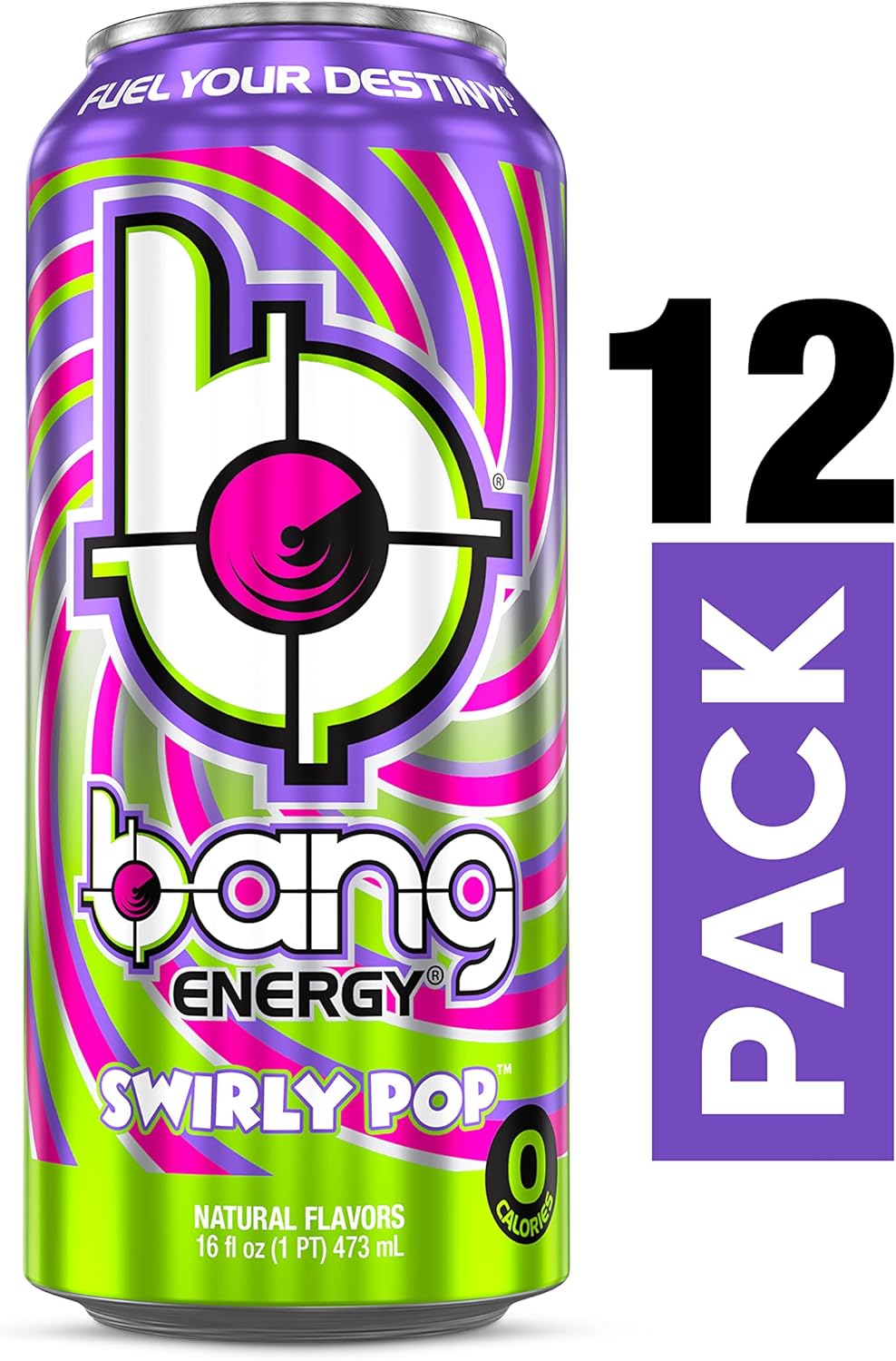 12-Pack Bang Energy Swirly Pop Sugar-Free Energy Drink 16 oz