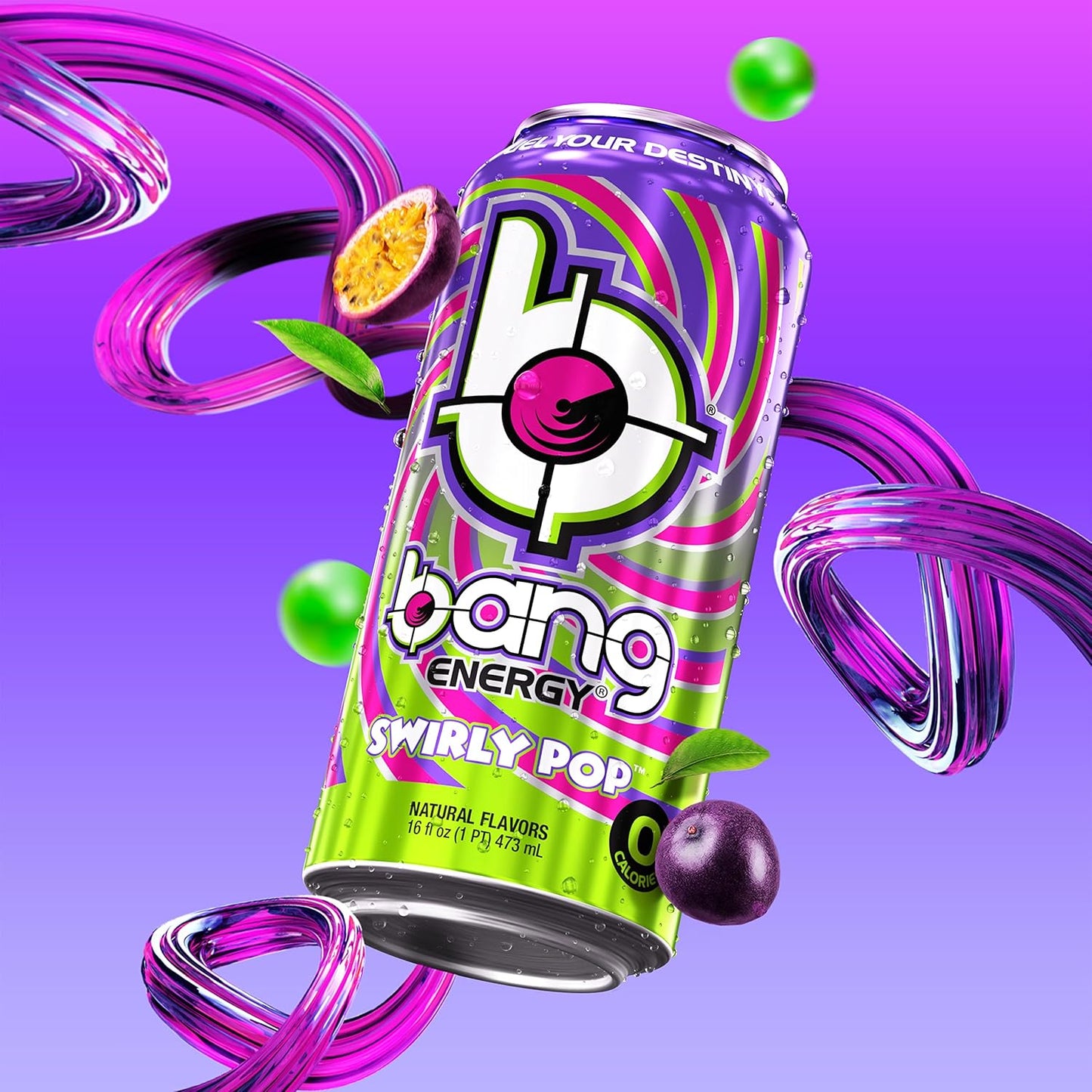 12-Pack Bang Energy Swirly Pop Sugar-Free Energy Drink 16 oz
