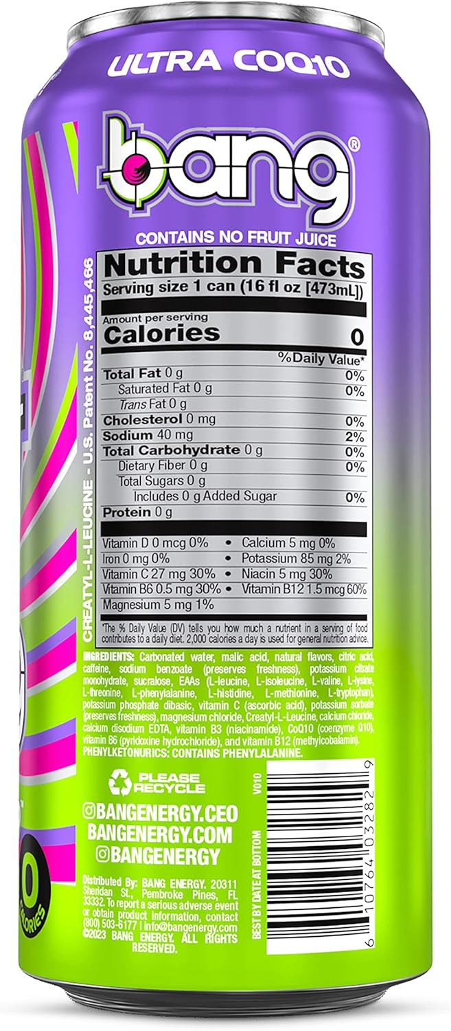 12-Pack Bang Energy Swirly Pop Sugar-Free Energy Drink 16 oz