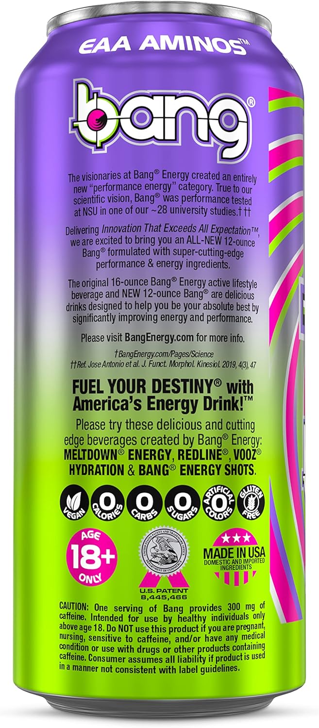 12-Pack Bang Energy Swirly Pop Sugar-Free Energy Drink 16 oz