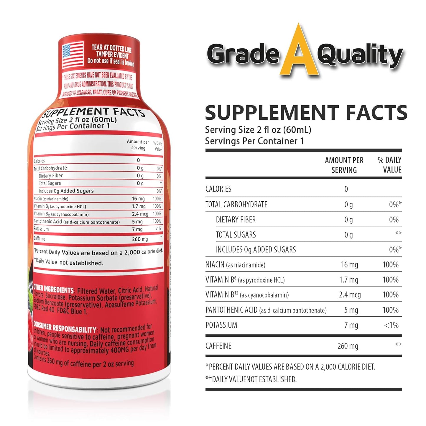 12-Pack Grade A Fruit Punch Shots with Up to 7+ Hours of Energy