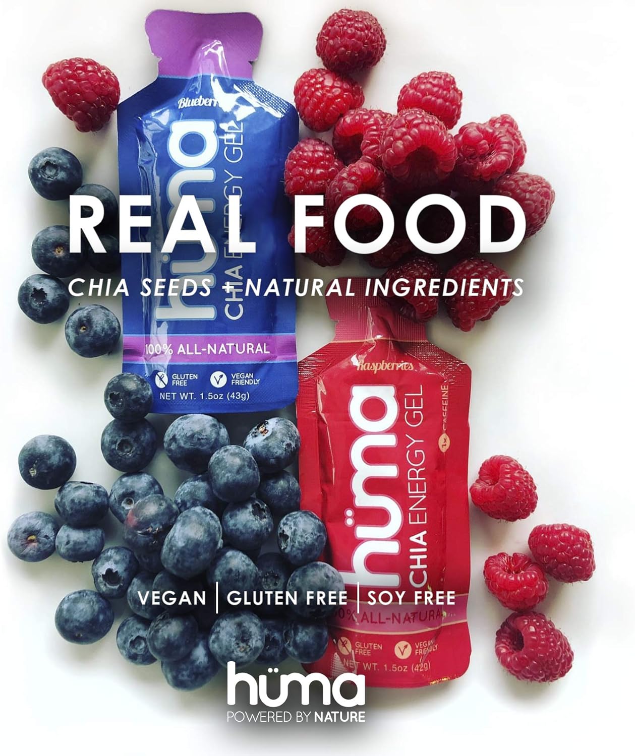 12 Pack Huma Chia Energy Gel Variety - Endurance Exercise Fuel with Stomach-Friendly Real Food Energy Boosters