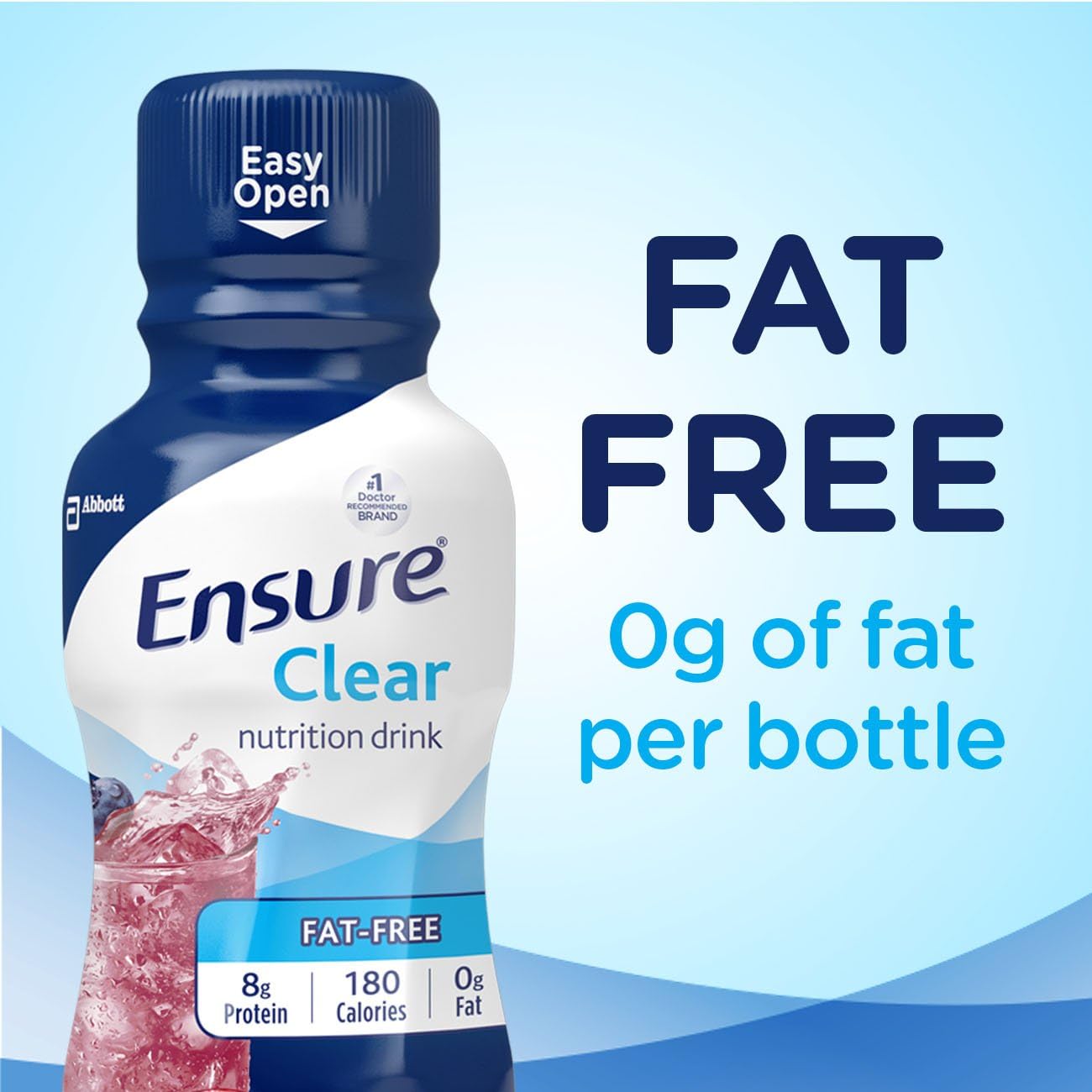 12 Pack of Ensure Clear Liquid Nutrition Drink, Blueberry Pomegranate Flavor, 0g Fat, 8g Protein, 10 Fl Oz Bottle, Gluten Free + 24 Pack of Ensure High Protein Strawberry Nutrition Shake