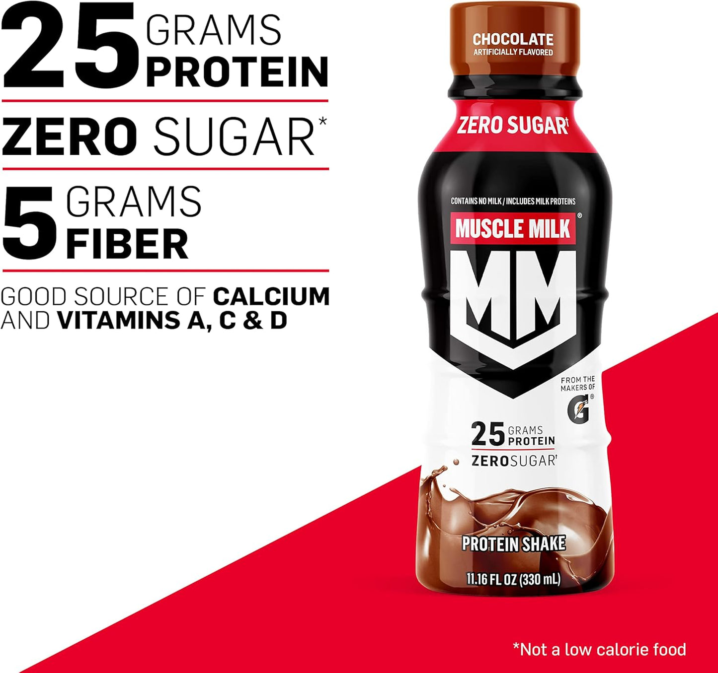 12 Pack of Muscle Milk Genuine Protein Shake, Vanilla Creme Flavor, 25g Protein, Zero Sugar, Calcium, Vitamins, 5g Fiber, Energizing Snack for Workout Recovery