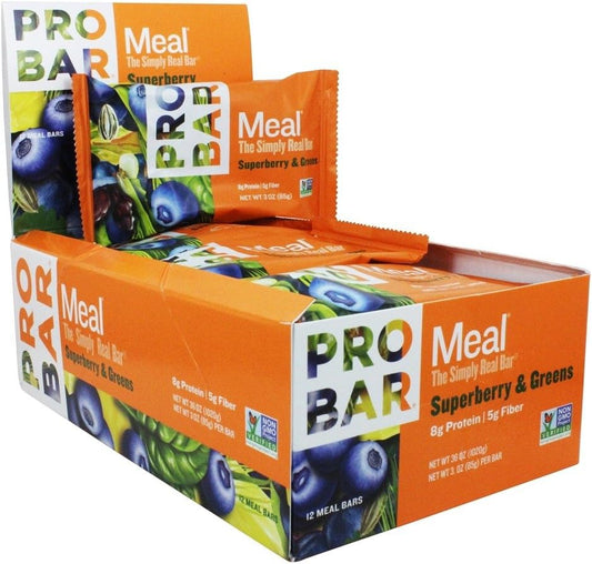 12-Pack ProBar Meal Bar Superberry & Greens One Size - Nutritious Meal Replacement Bars for On-the-Go Nutrition