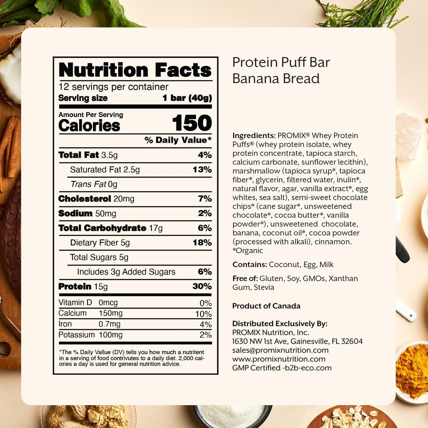 12-Pack Promix Protein Puff Bars - Banana Bread & Marshmallow Crispy Treat - Healthy On-The-Go Snack - High Protein, Low Calorie, Non-GMO, Gluten/Soy/Corn-Free