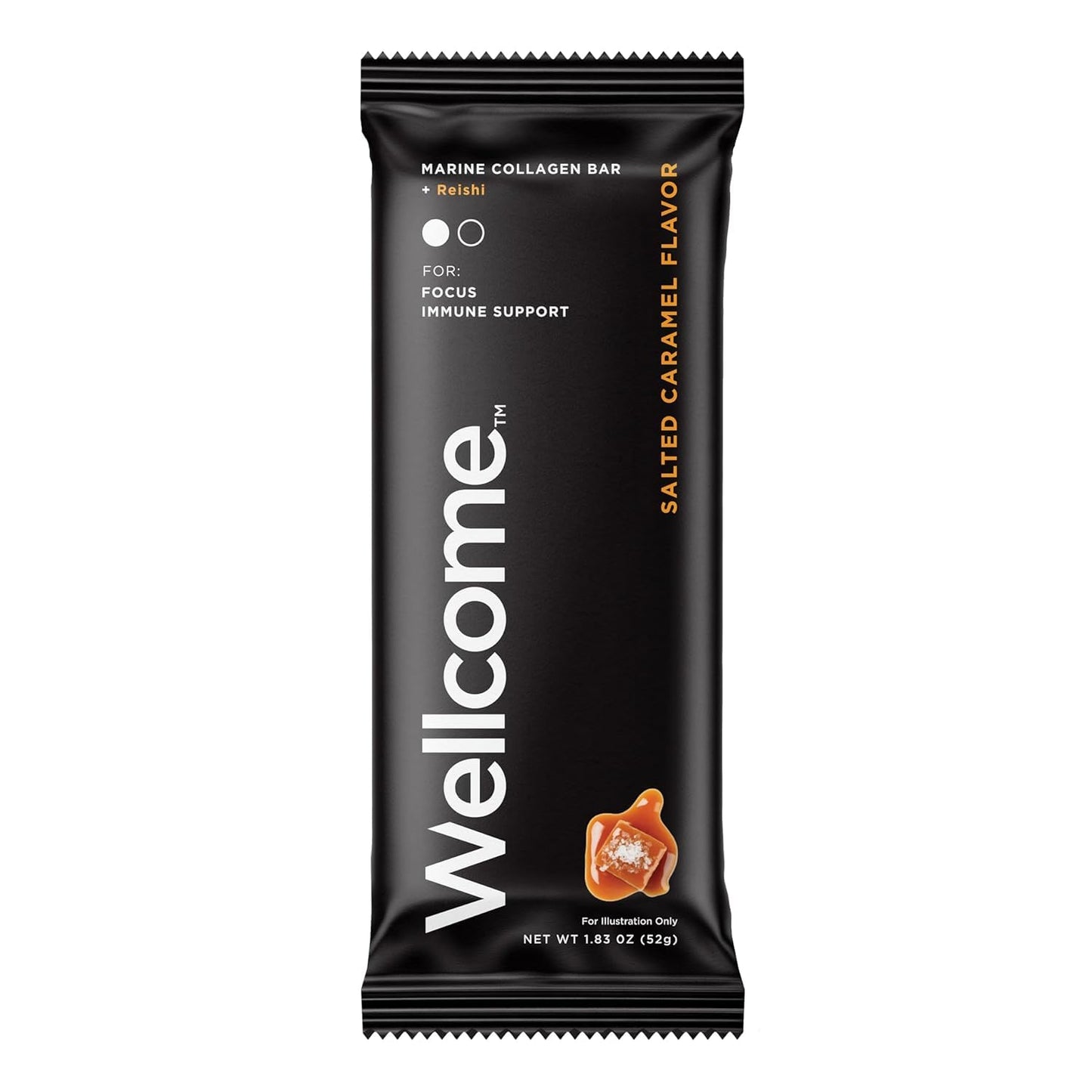 12 Pack Salted Caramel Marine Collagen Protein Bar with Reishi Mushroom - Adaptogenic Snack for Energy and Immune Support - Dairy Free Functional Health Bar