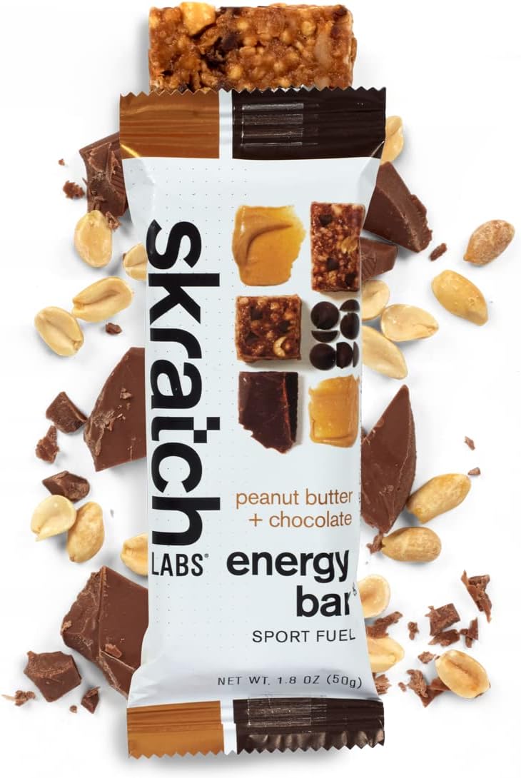 12 Pack SKRATCH LABS Plant Based Peanut Butter Chocolate Energy Bars - Low Sugar, 5g Protein - Non-GMO, Gluten Free, Soy Free, Vegan, Kosher Snack