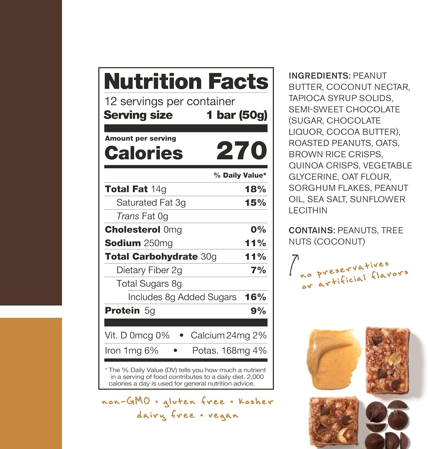 12 Pack SKRATCH LABS Plant Based Peanut Butter Chocolate Energy Bars - Low Sugar, 5g Protein - Non-GMO, Gluten Free, Soy Free, Vegan, Kosher Snack