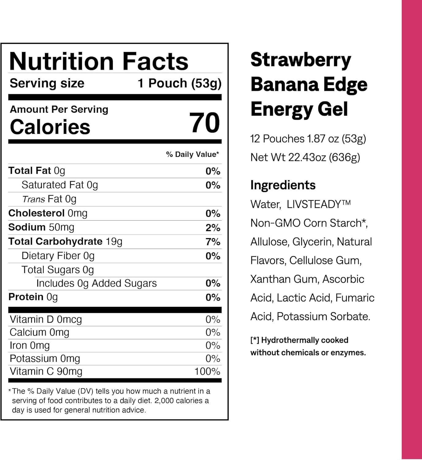 12-Pack UCAN Edge Strawberry Banana Energy Gel Shots for Running, Training, Workouts | Sugar-Free, Vegan, & Keto Friendly