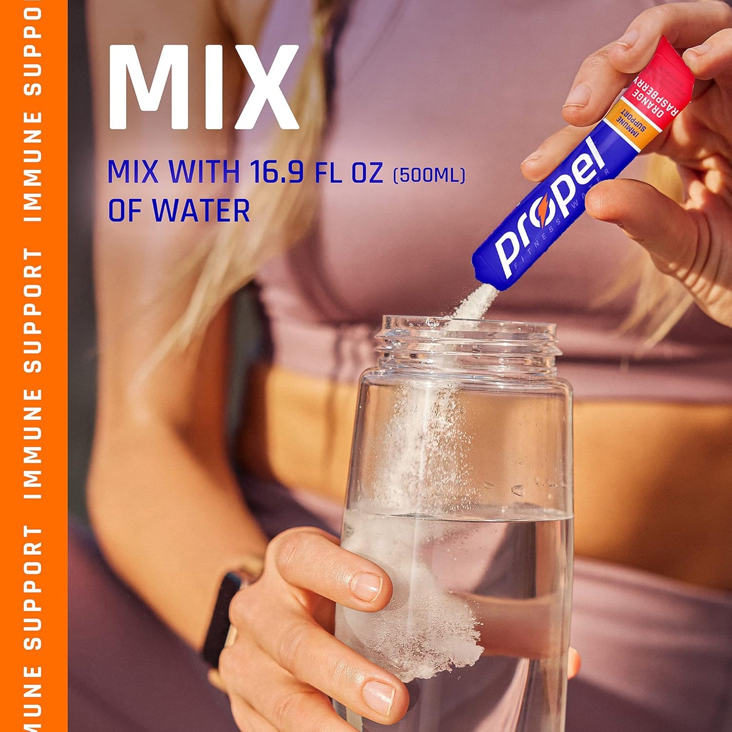 12 Packs of Propel Immune Support Powder Packets - Orange Raspberry Flavor - 10 Count Each - Vitamin C + Zinc Boost