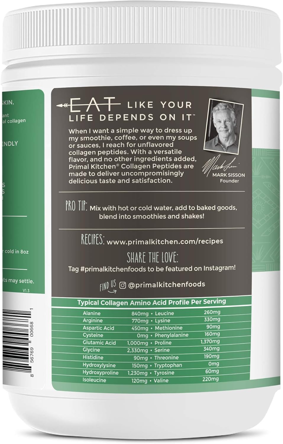 1.2 Pounds Primal Kitchen Unflavored Collagen Peptides Powder