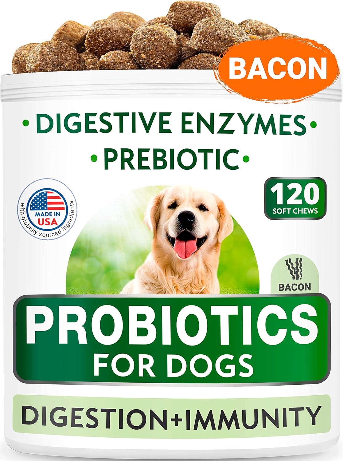 120 + 180 Chews Bundle: Omega 3 & Probiotics for Dogs - Itch & Upset Stomach Relief - EPA & DHA Fatty Acids + Enzymes + Prebiotics - Joint Health & Digestion - Made in USA