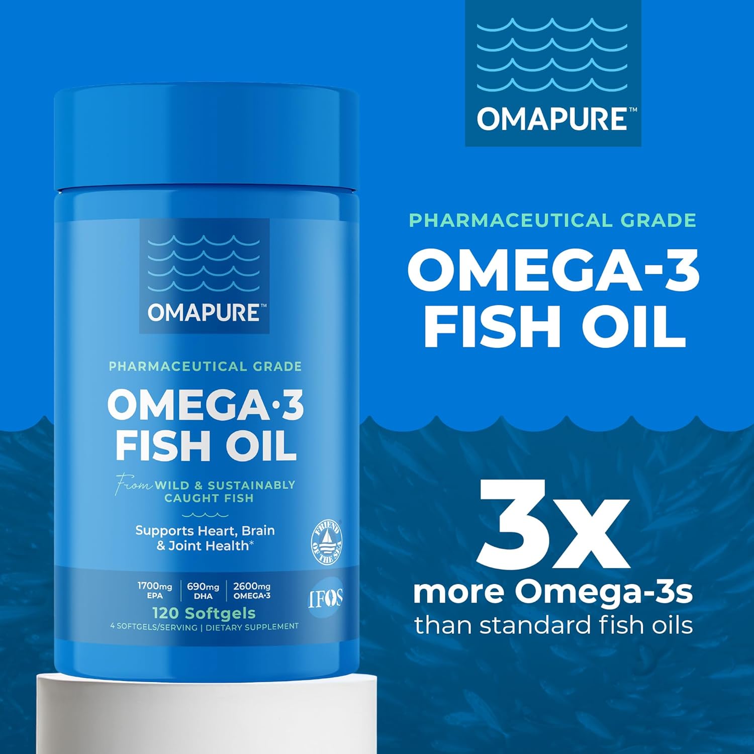 120 Burpless Fish Oil Softgels with High EPA & DHA for Heart, Joint, & Brain Health